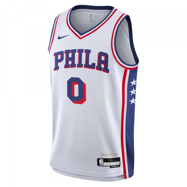 Подростковая Philadelphia 76ers Tyrese Maxey Nike White Association Swingman Jersey