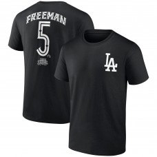 Los Angeles Dodgers Freddie Freeman Black Mister Cartoon Name & Number T-Shirt