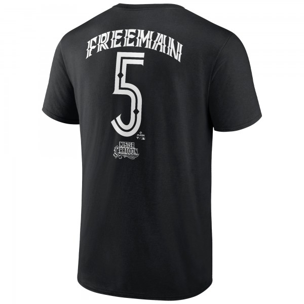 Los Angeles Dodgers Freddie Freeman Black Mister Cartoon Name & Number T-Shirt