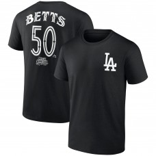 Los Angeles Dodgers Mookie Betts Black Mister Cartoon Name & Number T-Shirt