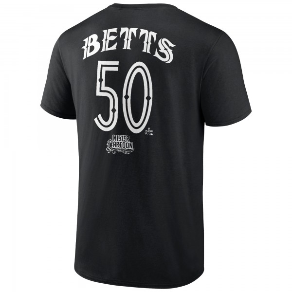 Los Angeles Dodgers Mookie Betts Black Mister Cartoon Name & Number T-Shirt
