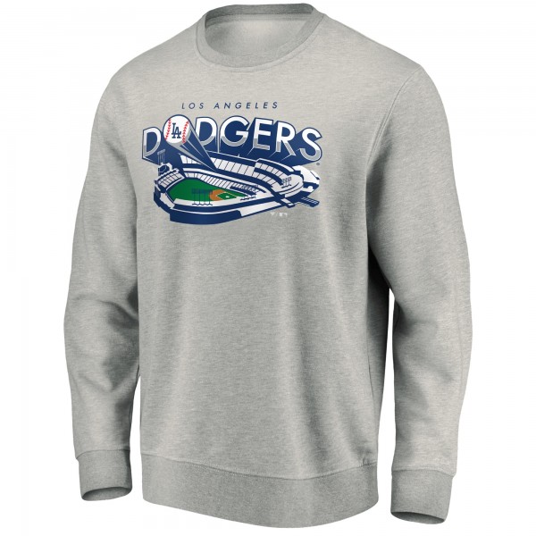 Los Angeles Dodgers Gray Heater Pullover Sweatshirt