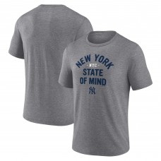 New York Yankees Heather Gray Heater Tri-Blend T-Shirt