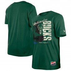 Milwaukee Bucks New Era Hunter Green Distressed Throwback Vintage Color Pack T-Shirt