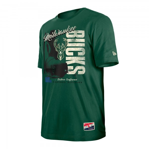 Milwaukee Bucks New Era Hunter Green Distressed Throwback Vintage Color Pack T-Shirt