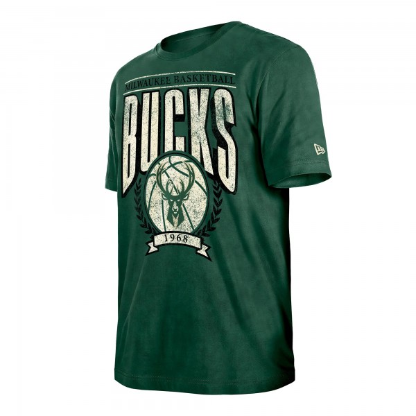 Футболка Milwaukee Bucks New Era Hardwood Classics Oversized Boxy Mineral Wash - Hunter Green