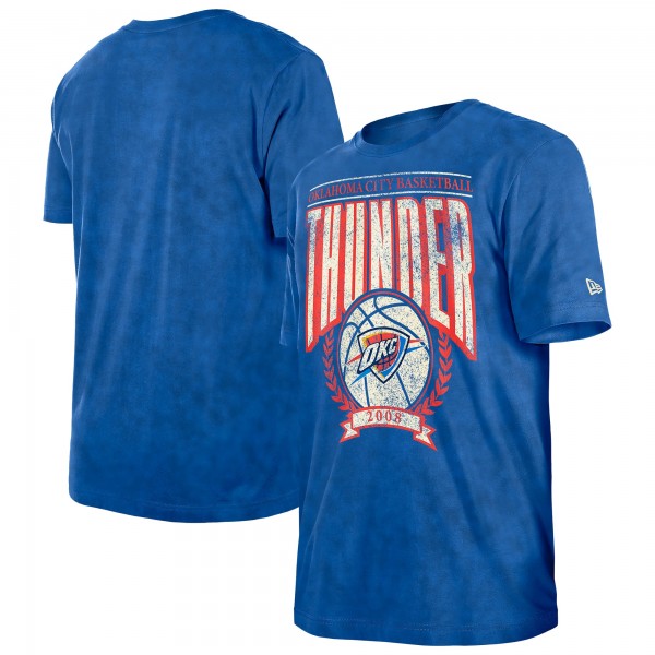 Футболка Oklahoma City Thunder New Era Blue Hardwood Classics Oversized Boxy Mineral Wash