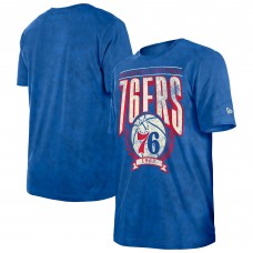 Philadelphia 76ers New Era Royal Throwback Vintage Boxy Mineral Wash T-Shirt