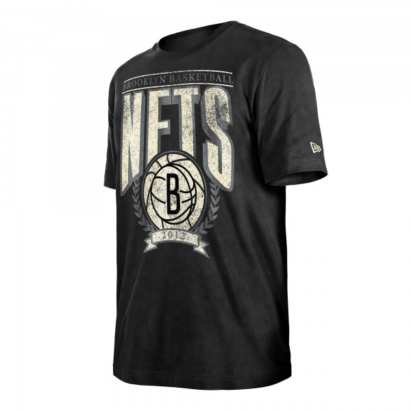 Футболка Brooklyn Nets New Era Hardwood Classics Oversized Boxy Mineral Wash - Black