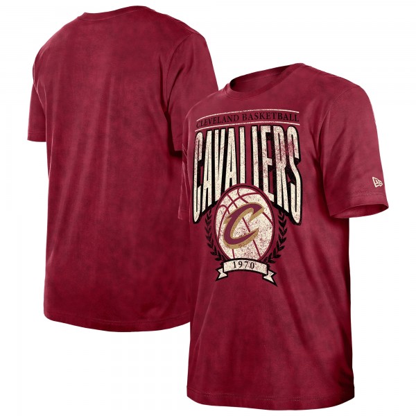 Cleveland Cavaliers New Era Wine Throwback Vintage Boxy Mineral Wash T-Shirt