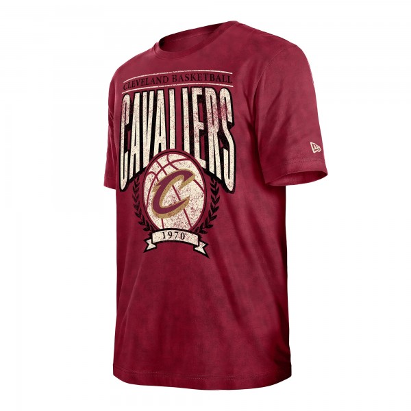 Cleveland Cavaliers New Era Wine Throwback Vintage Boxy Mineral Wash T-Shirt