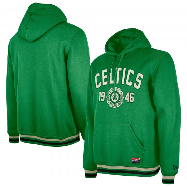 Boston Celtics New Era Kelly Green Throwback Vintage Pullover Hoodie