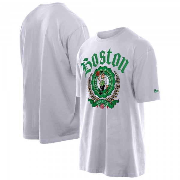 Boston Celtics New Era White Throwback Prep Oversized T-Shirt