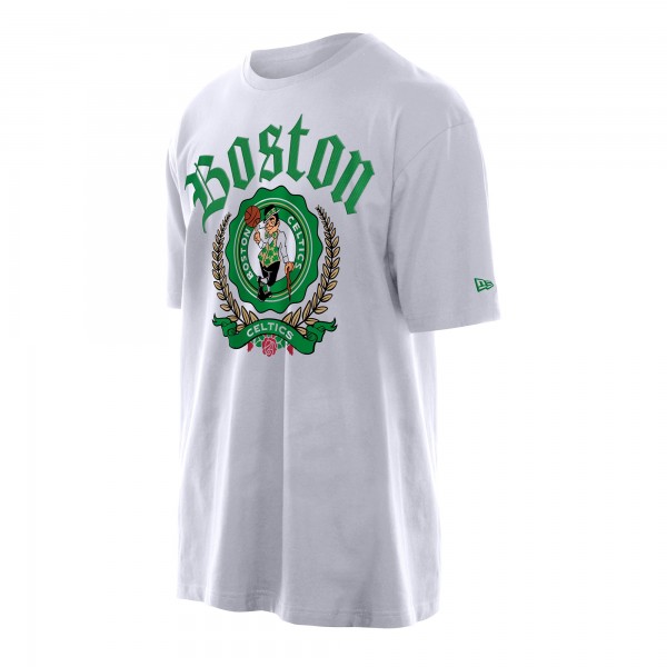 Boston Celtics New Era White Throwback Prep Oversized T-Shirt