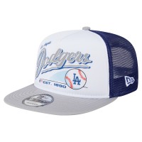Бейсболка Los Angeles Dodgers New Era White/Gray Retro Script Trucker 9FIFTY Snapback