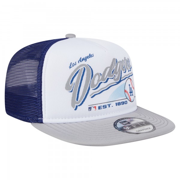 Бейсболка Los Angeles Dodgers New Era White/Gray Retro Script Trucker 9FIFTY Snapback