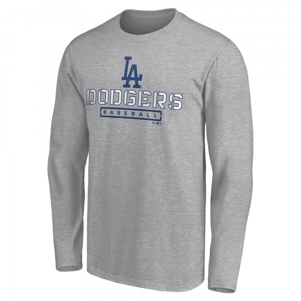 Los Angeles Dodgers Gray Evanston Stencil Long Sleeve T-Shirt