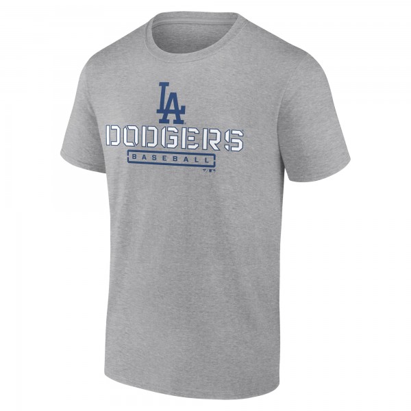 Los Angeles Dodgers Heather Gray Evanston Stencil T-Shirt
