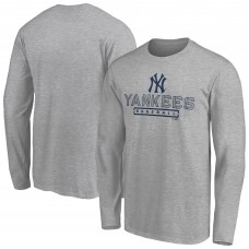 New York Yankees Gray Evanston Stencil Long Sleeve T-Shirt