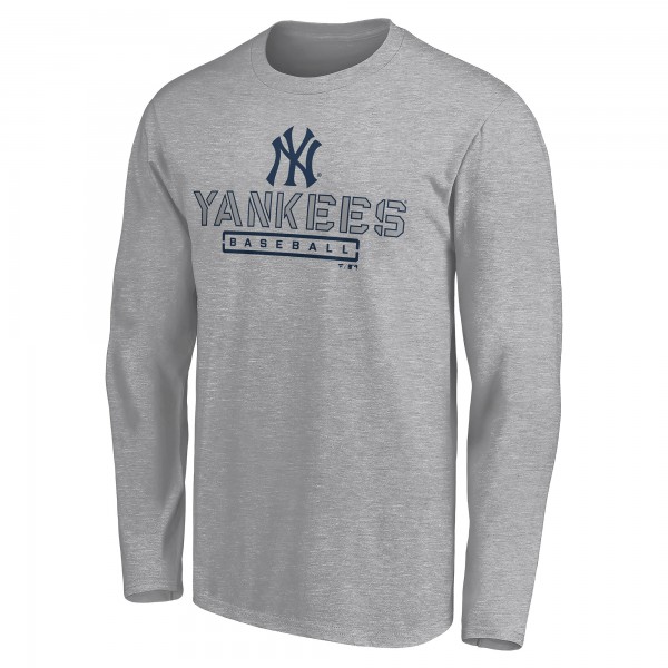 New York Yankees Gray Evanston Stencil Long Sleeve T-Shirt