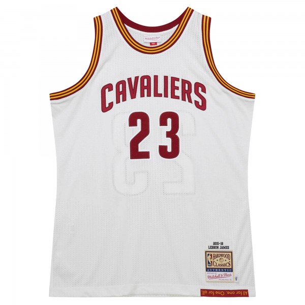 Джерси Cleveland Cavaliers LeBron James Mitchell & Ness White 2015/16 Hardwood Classics Authentic