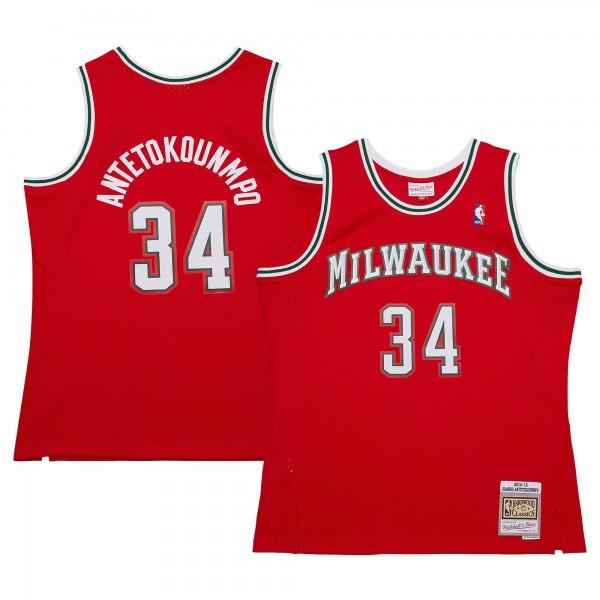 Джерси Milwaukee Bucks Giannis Antetokounmpo Mitchell & Ness Red 2014/15 Hardwood Classics Swingman
