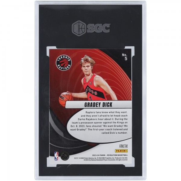 Gradey Dick Toronto Raptors 2022-23 Panini Revolution Fractal #5 SGC Authenticated 10 Rookie Card