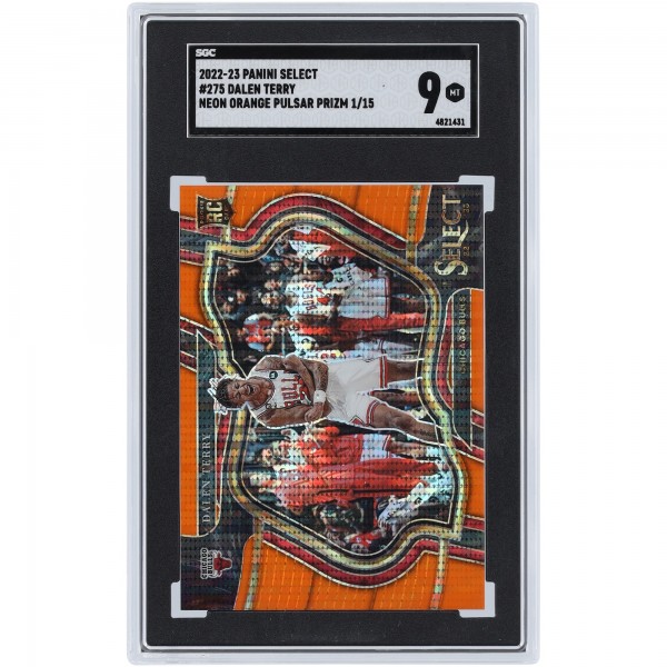 Dalen Terry Chicago Bulls 2022-23 Panini Select Orange Pulsar #275 #1/15 SGC Authenticated 9 Rookie Card