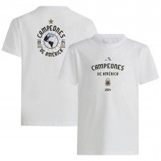 Подростковая Argentina National Team adidas 2024 Copa America Champions T-Shirt - White