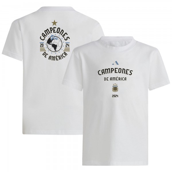 Подростковая Argentina National Team adidas 2024 Copa America Champions T-Shirt - White