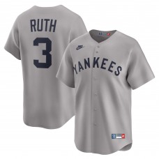 New York Yankees Babe Ruth Nike Gray Throwback Cooperstown Collection Limited Jersey