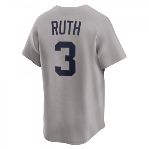 New York Yankees Babe Ruth Nike Gray Throwback Cooperstown Collection Limited Jersey