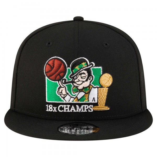 Бейсболка Boston Celtics New Era Black Lucky 18x Champs 9FIFTY Snapback