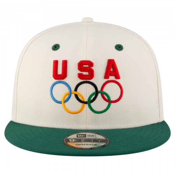Бейсболка Team USA New Era Chrome 9FIFTY Snapback - Cream/Hunter Green