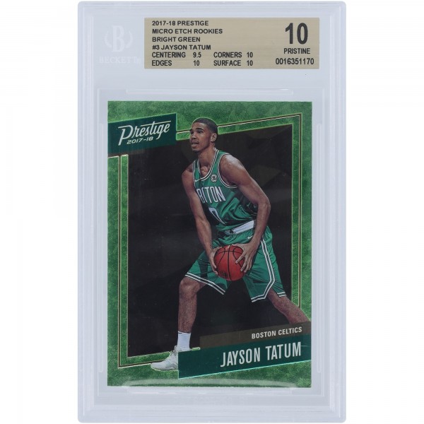 Jayson Tatum Boston Celtics 2017-18 Panini Prestige Bright Green #3 BGS Authenticated 10 Rookie Card - 9.5,10,10,10 Subgrades