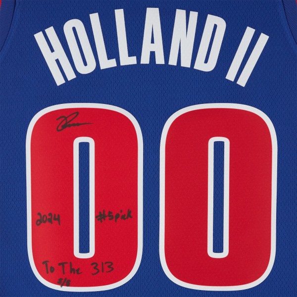 Ron Holland II Detroit Pistons Autographed Fanatics Authentic Blue Nike Icon Edition Swingman Jersey with 2024 #5 Pick and To The 313 Inscriptions - Limited Editon #5/5