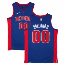 Ron Holland II Detroit Pistons Autographed Fanatics Authentic Blue Nike Icon Edition Swingman Jersey