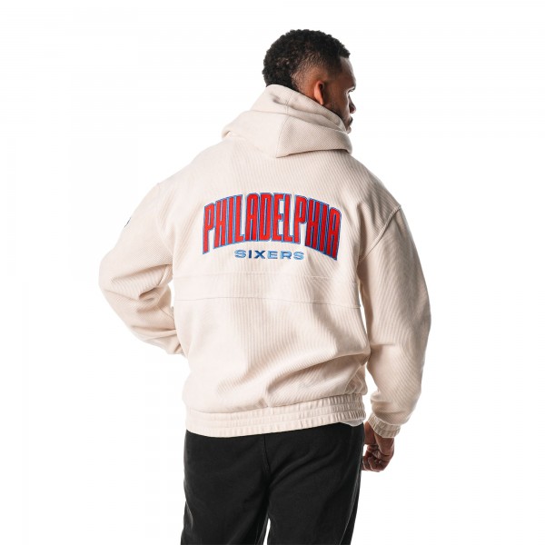 Unisex Philadelphia 76ers The Wild Collective Cream Corduroy Tri-Blend Pullover Hoodie