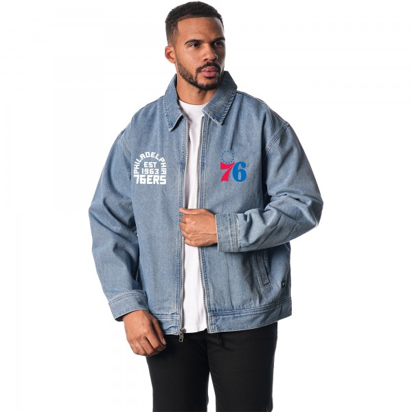 Unisex Philadelphia 76ers The Wild Collective Blue Coaches Full-Zip Denim Jacket
