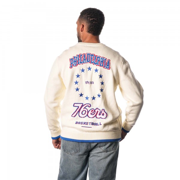 Unisex Philadelphia 76ers The Wild Collective Cream Jacquard Knit Pullover Sweater