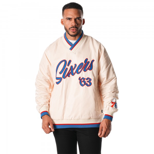 Unisex Philadelphia 76ers The Wild Collective Cream Applique Pullover Windbreaker