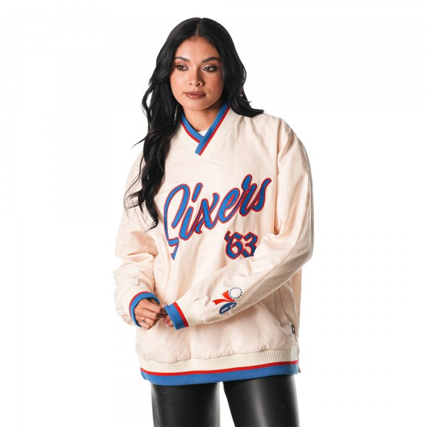 Unisex Philadelphia 76ers The Wild Collective Cream Applique Pullover Windbreaker
