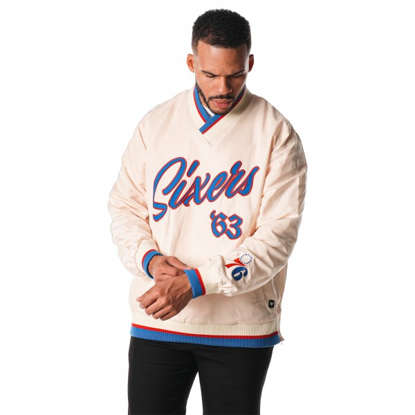 Unisex Philadelphia 76ers The Wild Collective Cream Applique Pullover Windbreaker