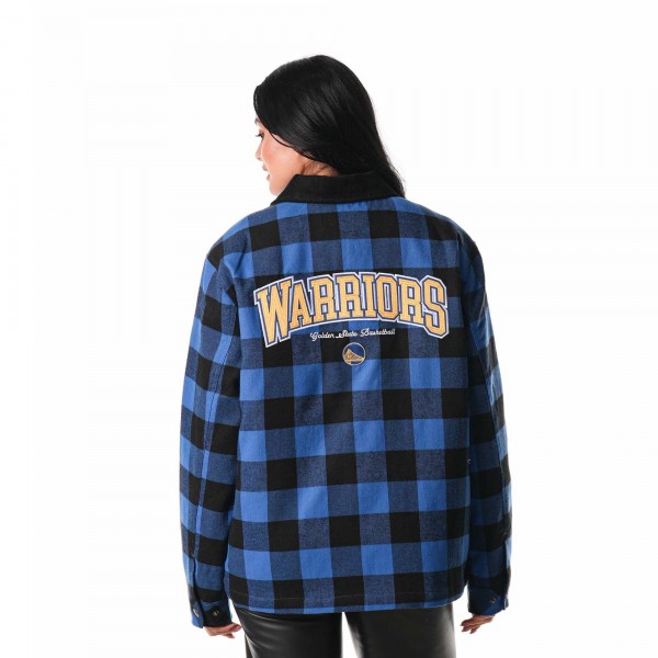 Golden State Warriors The Wild Collective Unisex Flannel Full-Zip Shacket - Black