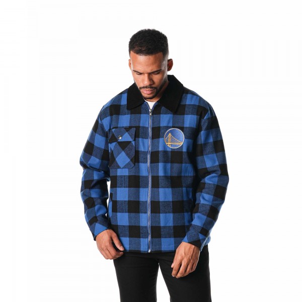 Golden State Warriors The Wild Collective Unisex Flannel Full-Zip Shacket - Black
