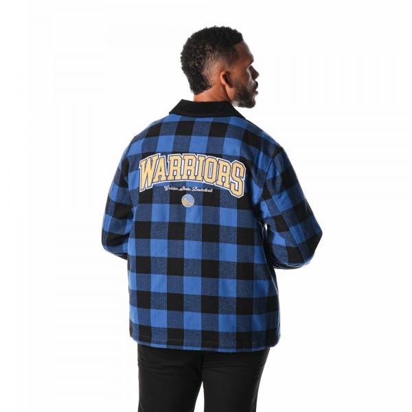 Golden State Warriors The Wild Collective Unisex Flannel Full-Zip Shacket - Black