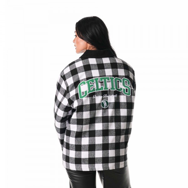 Boston Celtics The Wild Collective Unisex Flannel Full-Zip Shacket - Black
