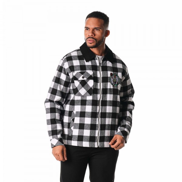 Boston Celtics The Wild Collective Unisex Flannel Full-Zip Shacket - Black
