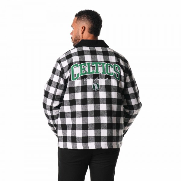 Boston Celtics The Wild Collective Unisex Flannel Full-Zip Shacket - Black
