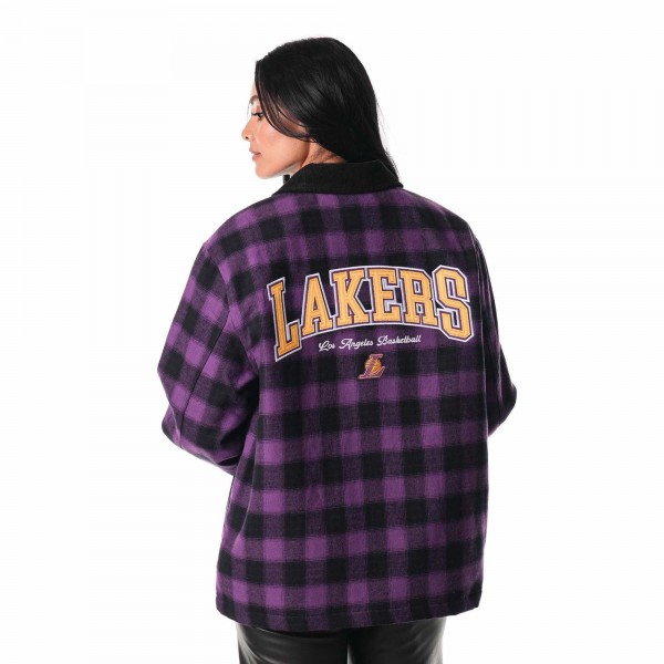 Los Angeles Lakers The Wild Collective Unisex Flannel Full-Zip Shacket - Black